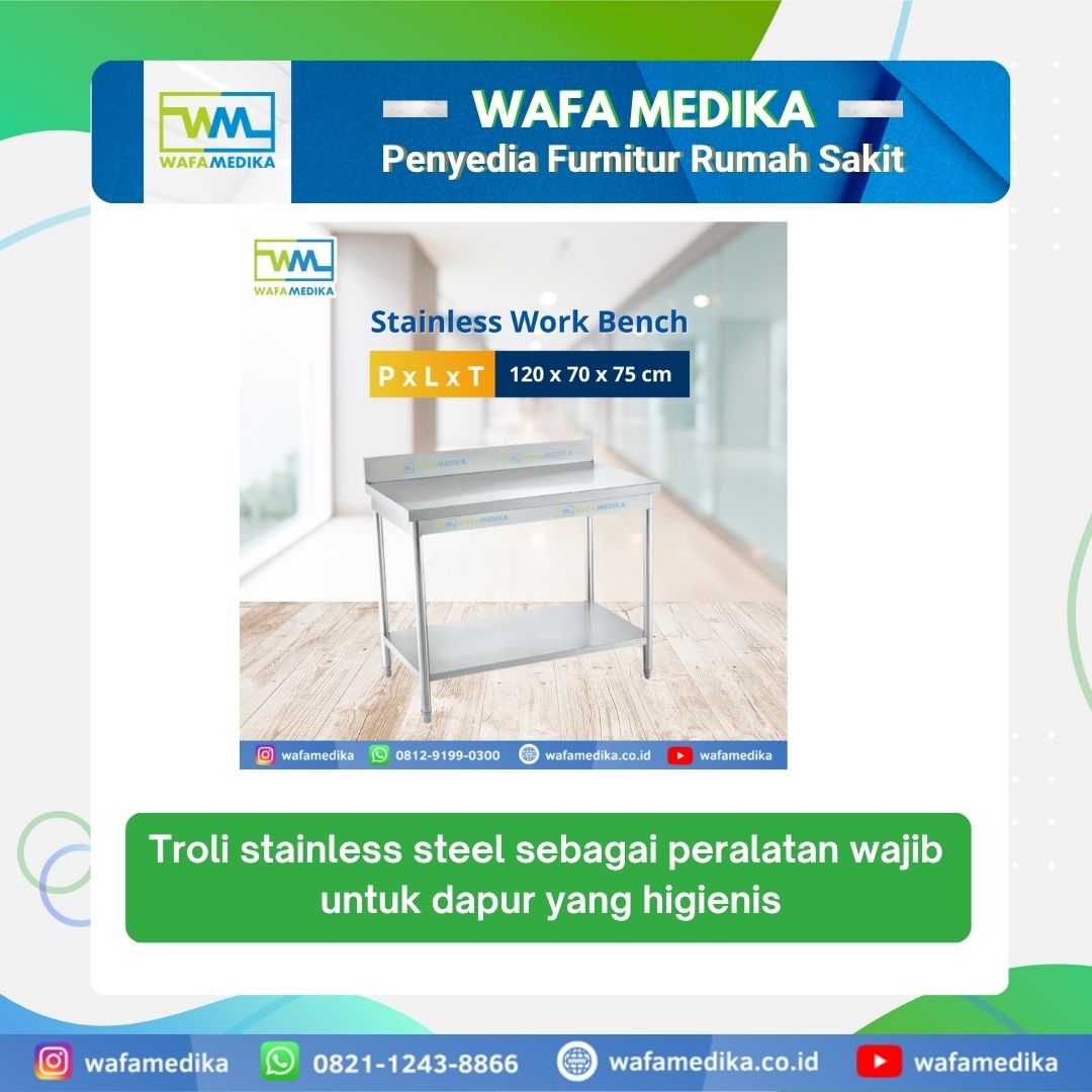 Troli stainless steel sebagai peralatan wajib untuk dapur yang higienis